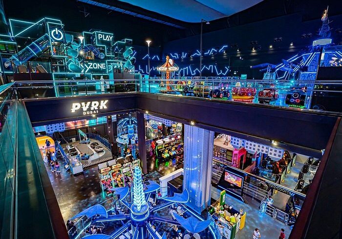 Interior view of VR Park Dubai, a popular indoor virtual reality attraction in the UAE