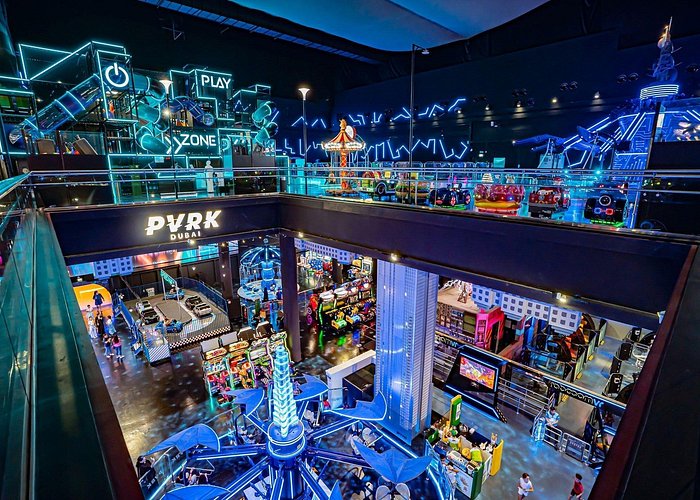 Interior view of VR Park Dubai, a popular indoor virtual reality attraction in the UAE
